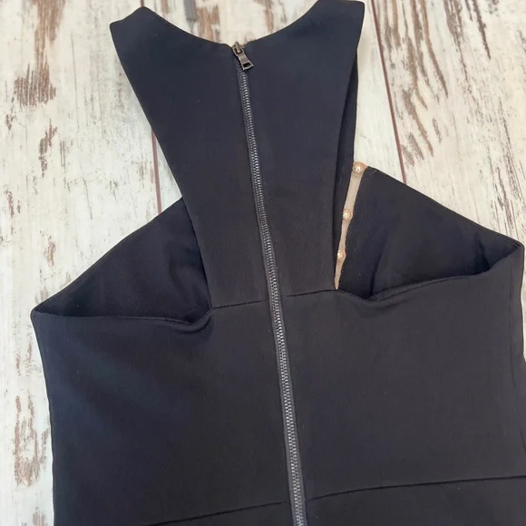 Three Floor Black Embellished Mesh Halter Dress Size 0 XXS Zip Back NWT - Picture 16 of 16
